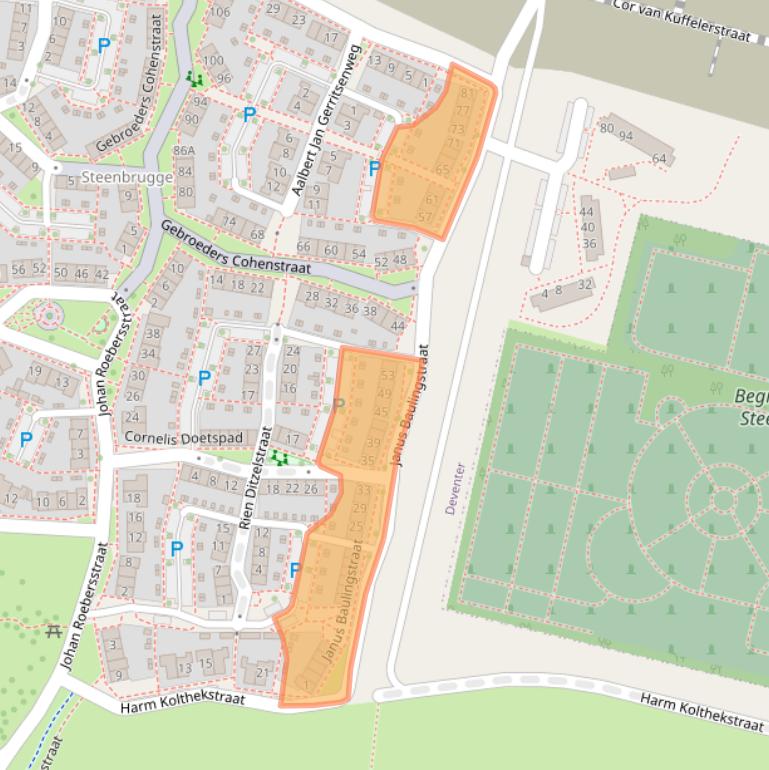 Kaart van postcodegebied 7415NC.