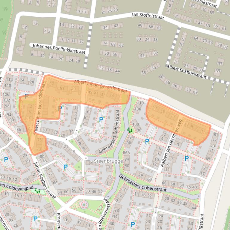 Kaart van postcodegebied 7415NH.