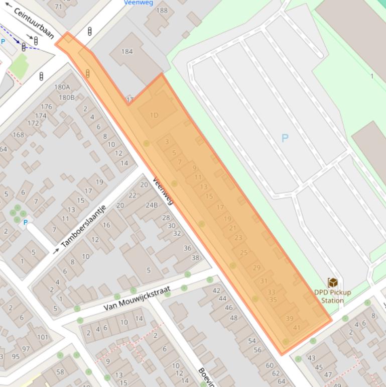 Kaart van postcodegebied 7416BA.