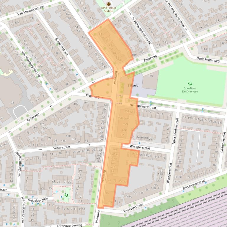 Kaart van postcodegebied 7416BB.