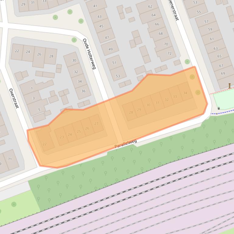 Kaart van postcodegebied 7416WB.