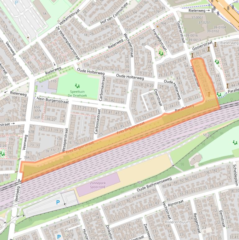 Kaart van postcodegebied 7416XL.