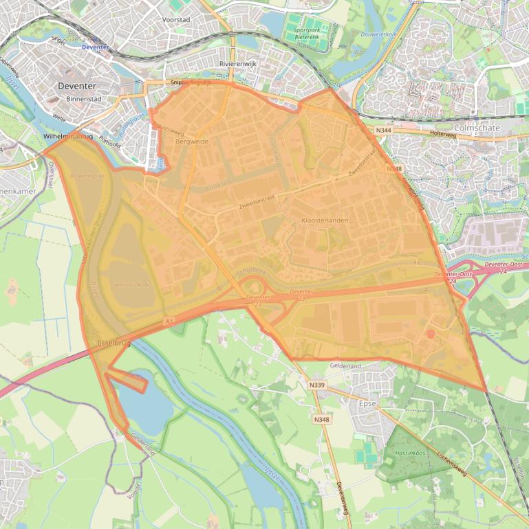 Kaart van postcodegebied 7418.