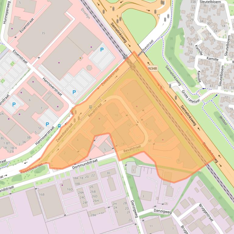 Kaart van postcodegebied 7418BJ.