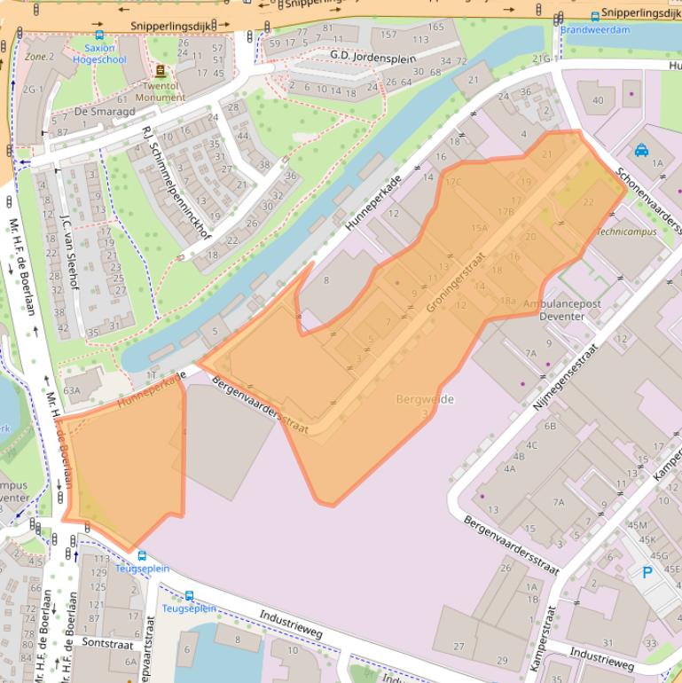 Kaart van postcodegebied 7418BX.