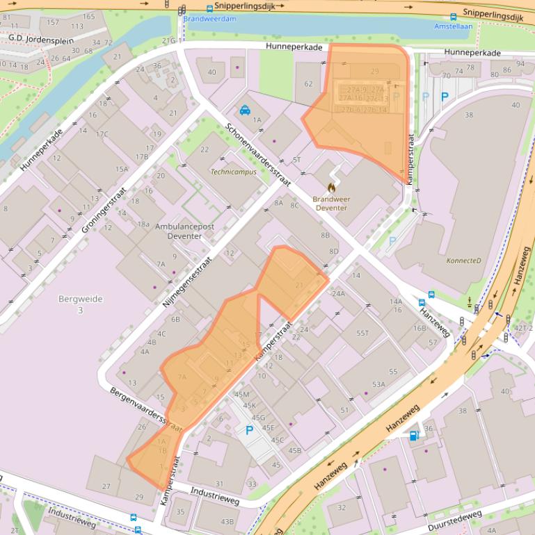 Kaart van postcodegebied 7418CA.