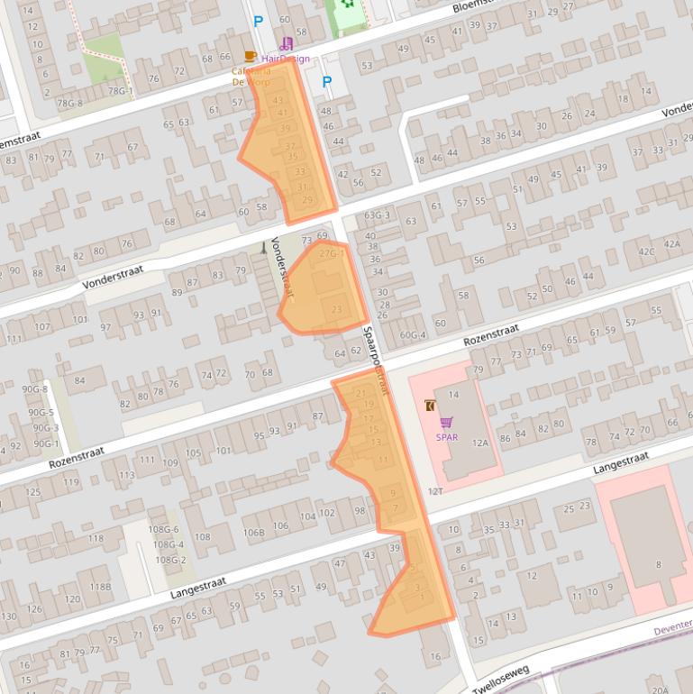Kaart van postcodegebied 7419AX.