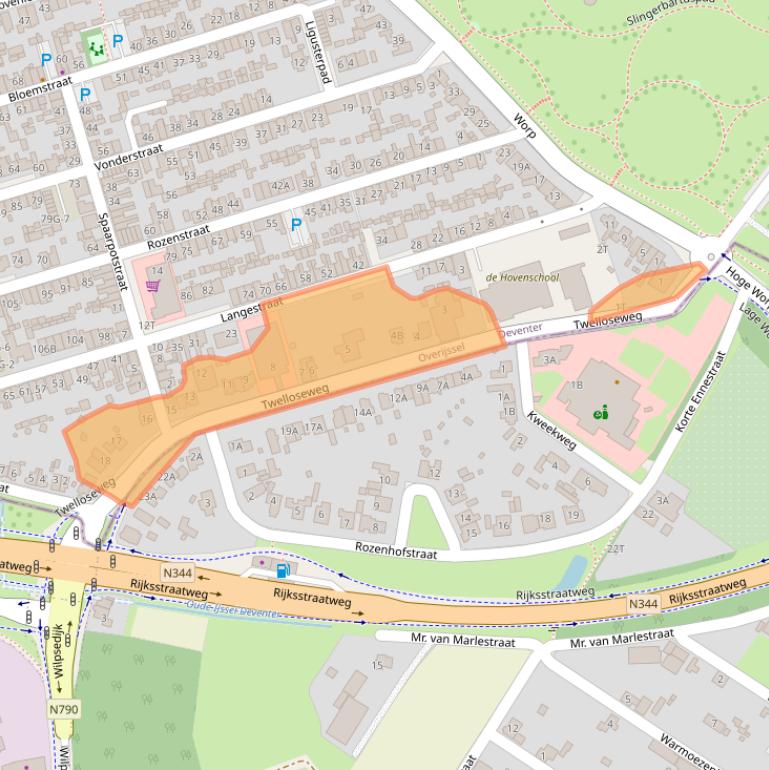 Kaart van postcodegebied 7419BJ.