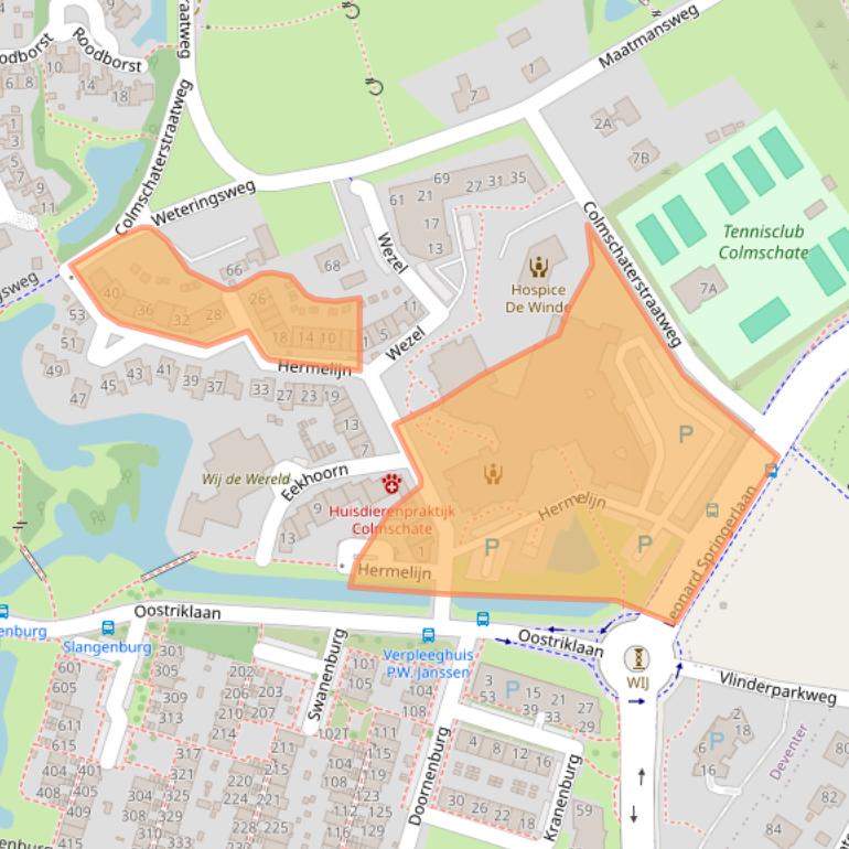 Kaart van postcodegebied 7423EJ.