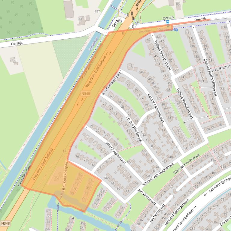 Kaart van postcodegebied 7424EJ.