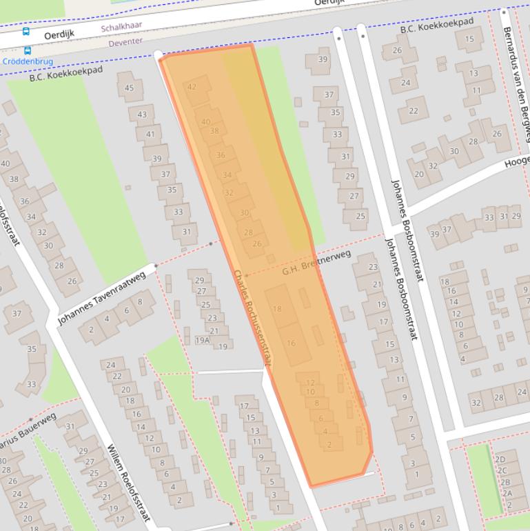 Kaart van postcodegebied 7424GL.