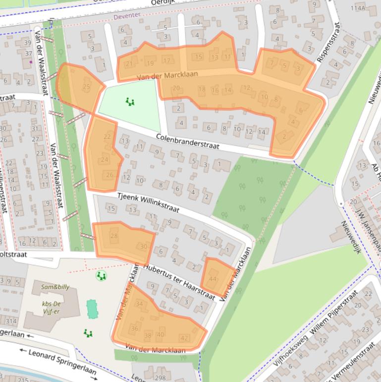 Kaart van postcodegebied 7424HJ.