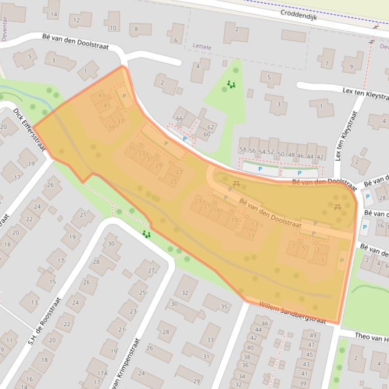 Kaart van postcodegebied 7425RR.