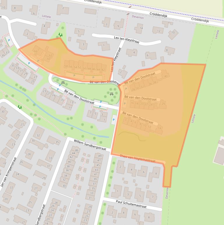 Kaart van postcodegebied 7425RS.