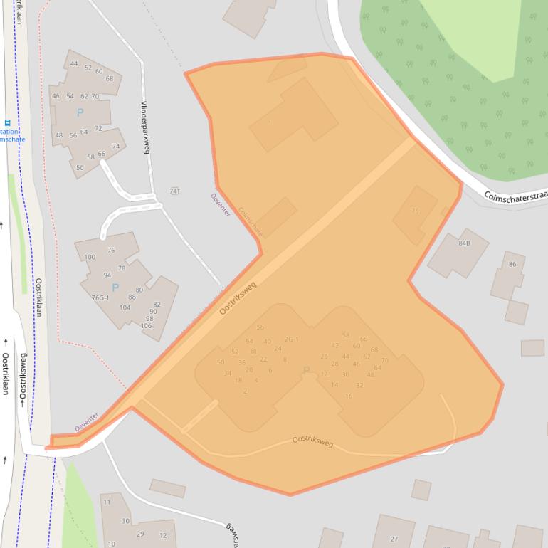 Kaart van postcodegebied 7429AA.