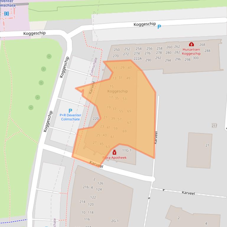 Kaart van postcodegebied 7429BK.