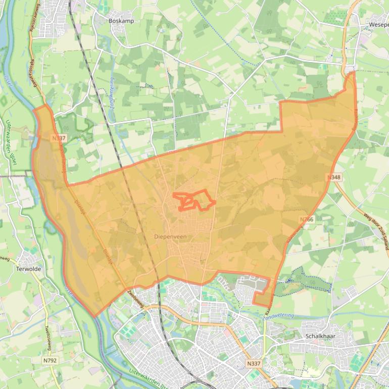 Kaart van postcodegebied 7431.