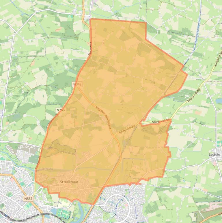 Kaart van postcodegebied 7433.