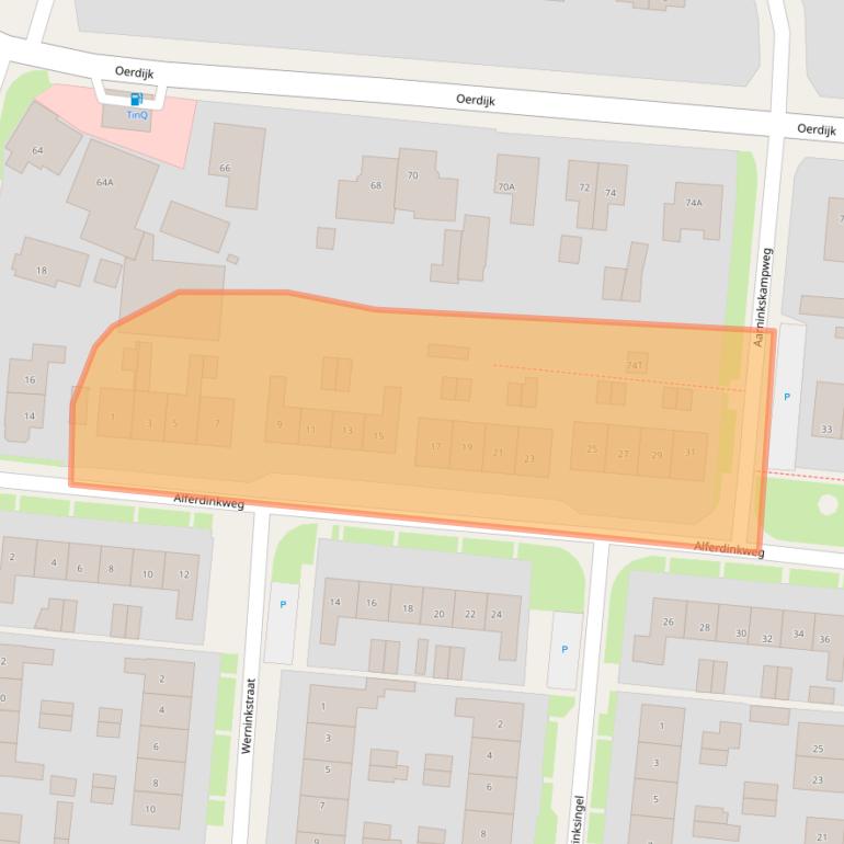 Kaart van postcodegebied 7433BA.