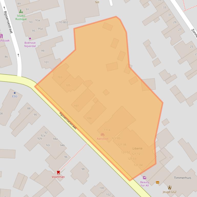 Kaart van postcodegebied 7441AA.