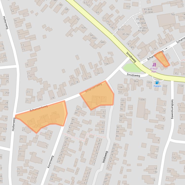 Kaart van postcodegebied 7441CT.