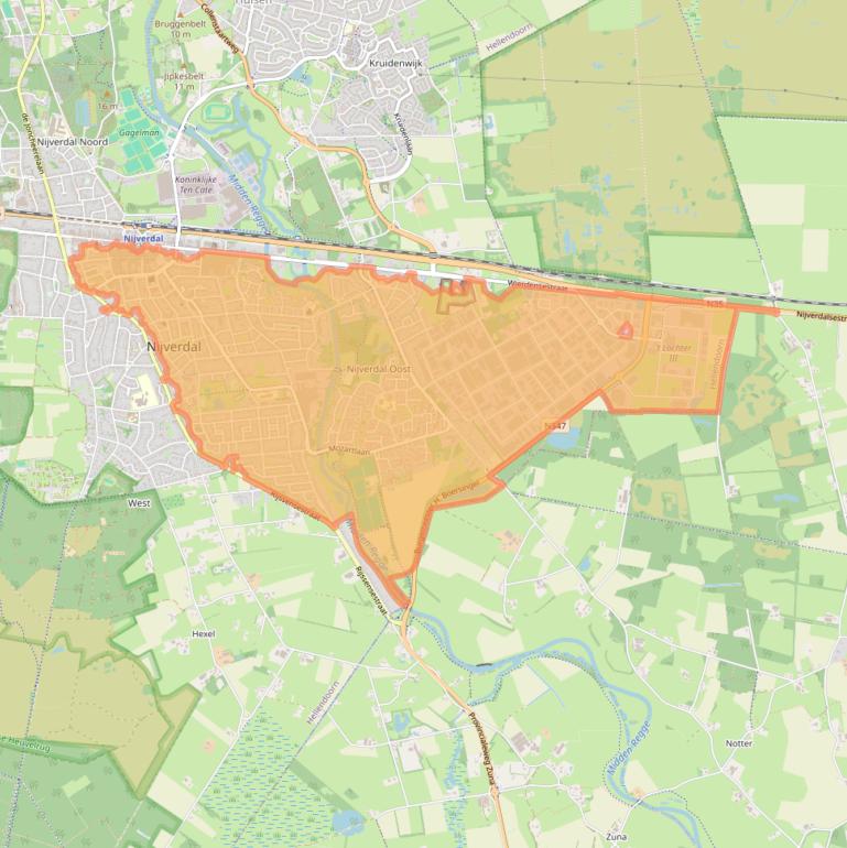 Kaart van postcodegebied 7442.