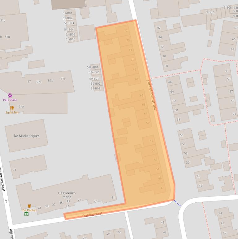 Kaart van postcodegebied 7442LL.