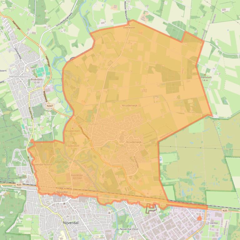 Kaart van postcodegebied 7443.