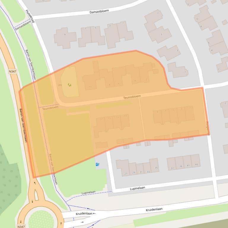 Kaart van postcodegebied 7443NE.