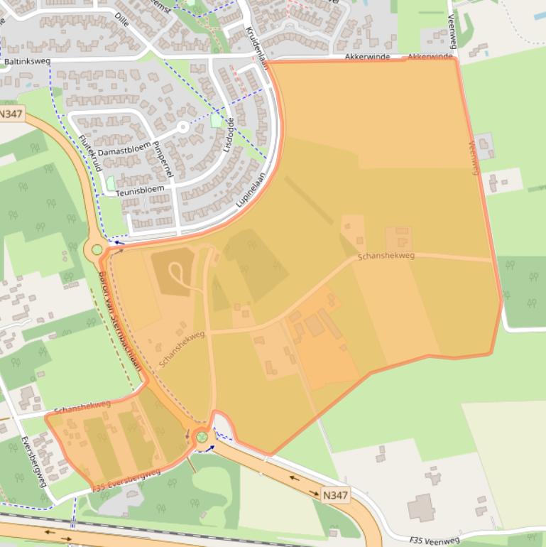 Kaart van postcodegebied 7443PB.