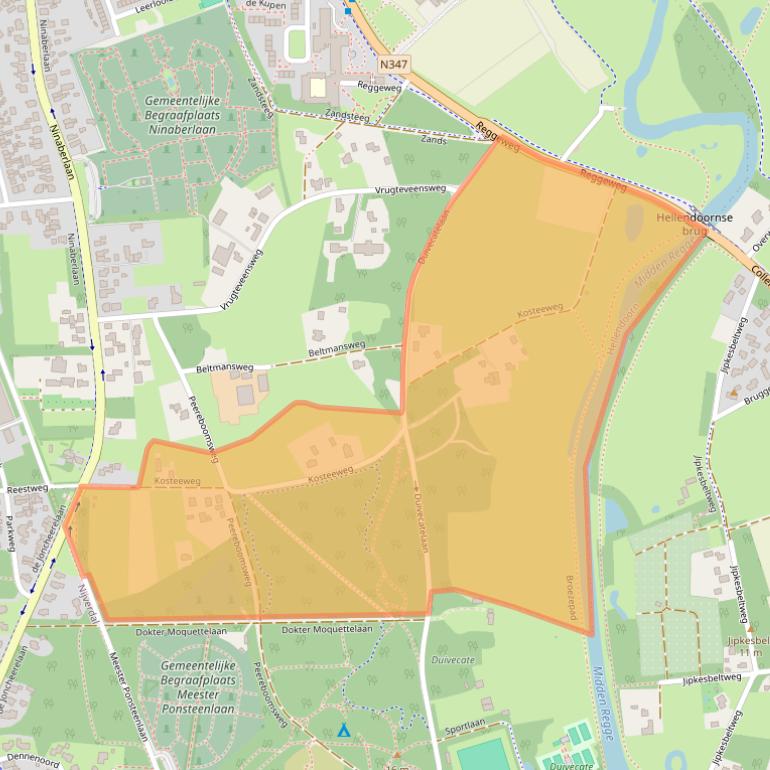 Kaart van postcodegebied 7447AJ.