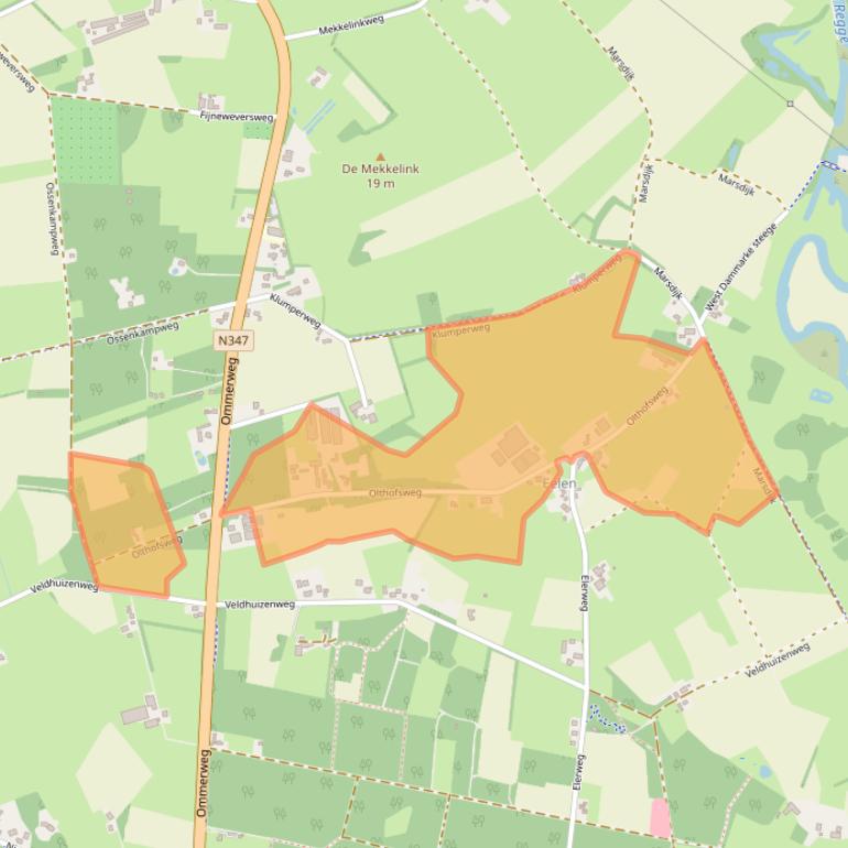 Kaart van postcodegebied 7447RS.