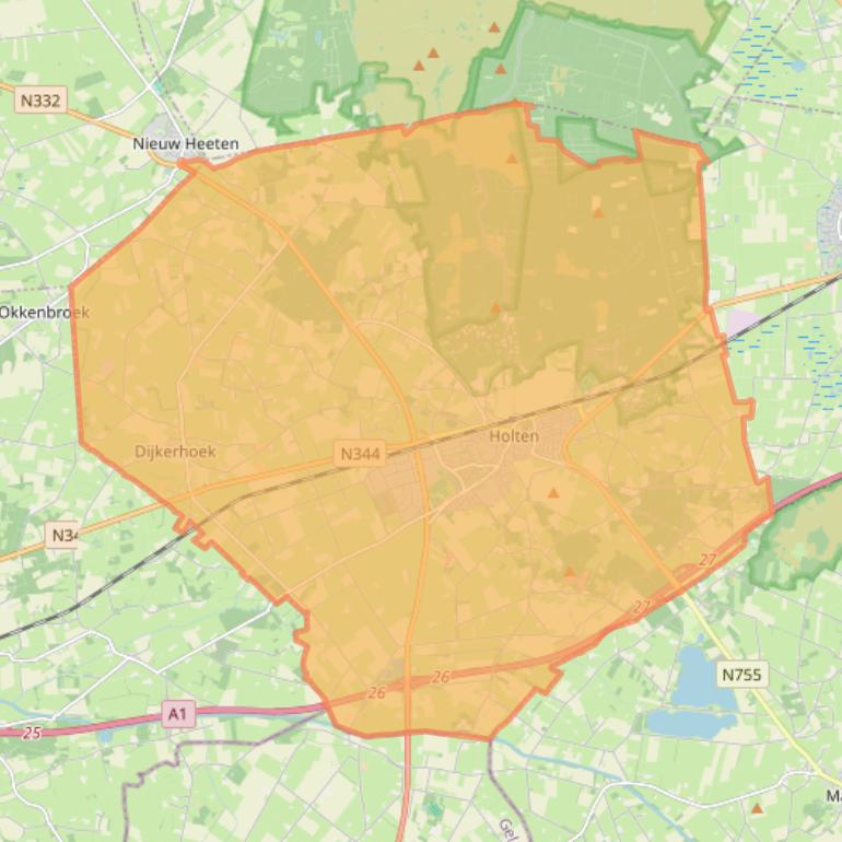 Kaart van postcodegebied 7451.