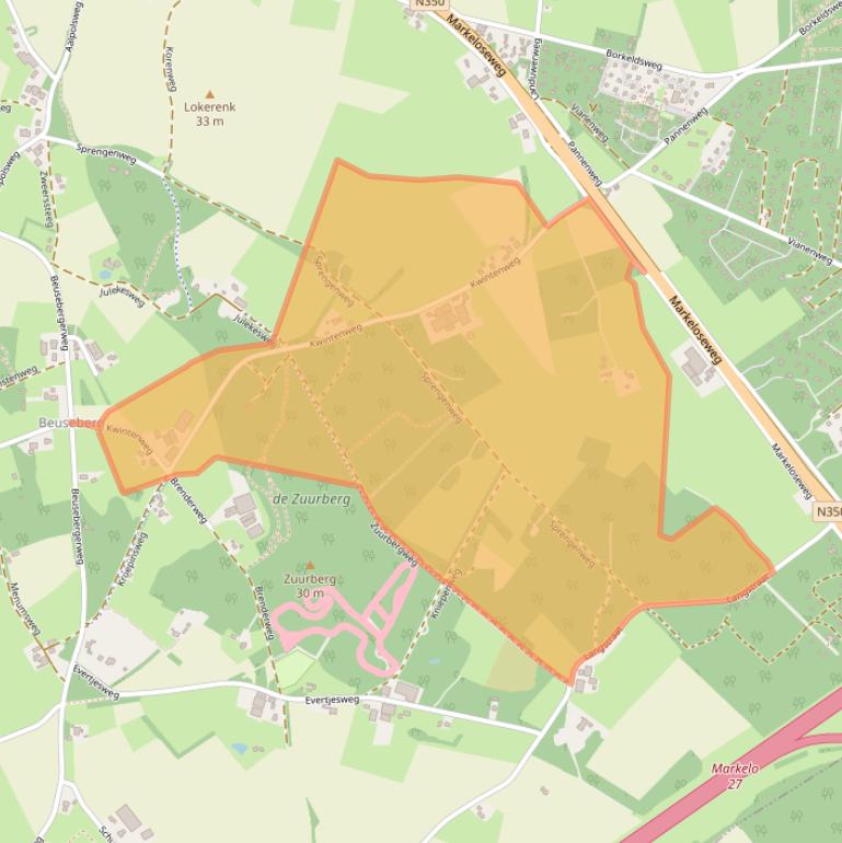 Kaart van postcodegebied 7451PE.