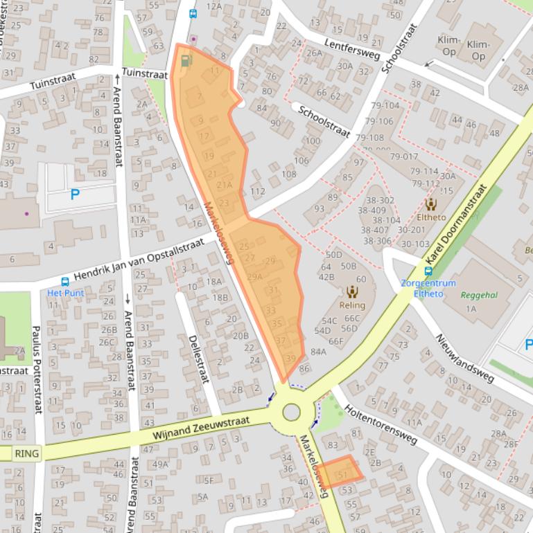 Kaart van postcodegebied 7461EB.