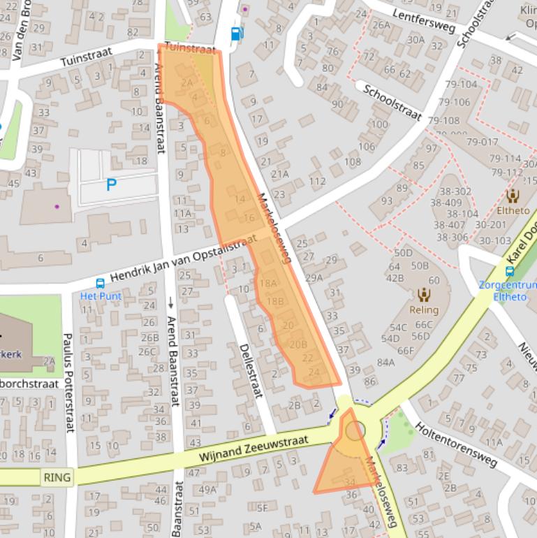 Kaart van postcodegebied 7461ED.