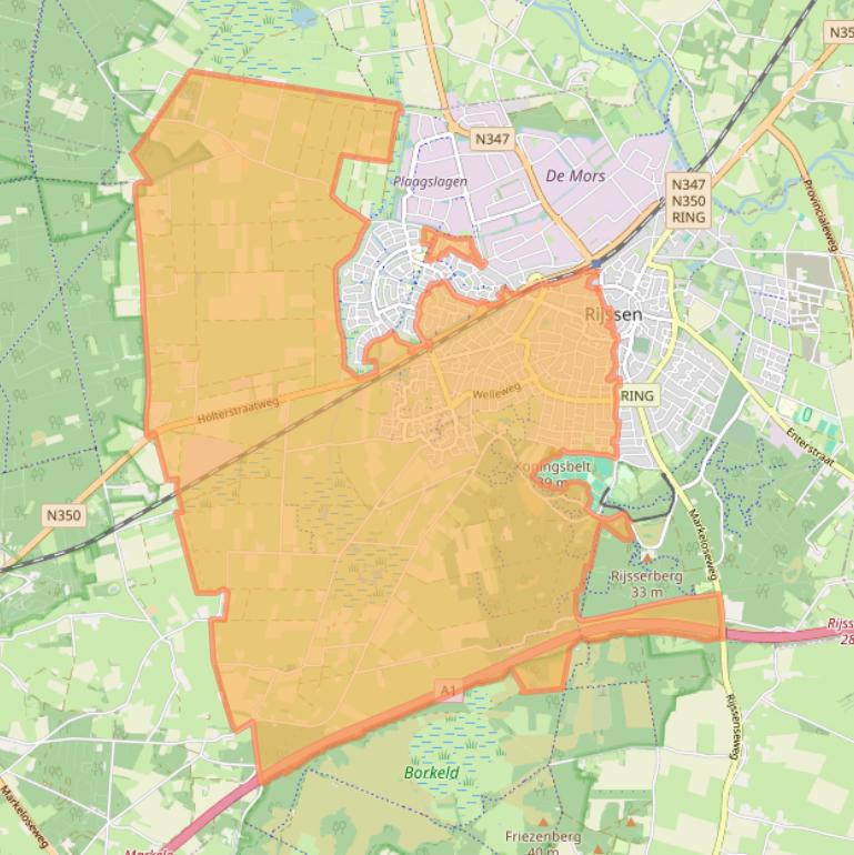 Kaart van postcodegebied 7462.