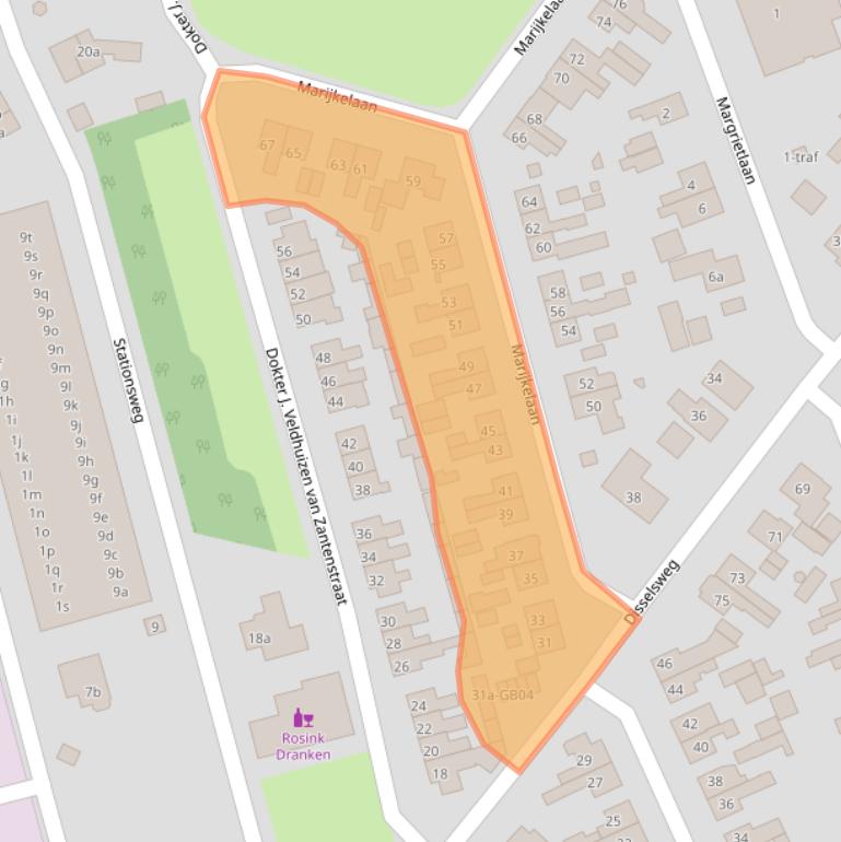 Kaart van postcodegebied 7468AW.