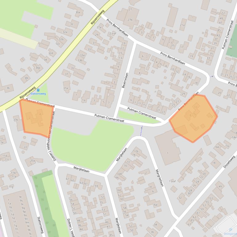 Kaart van postcodegebied 7468BJ.