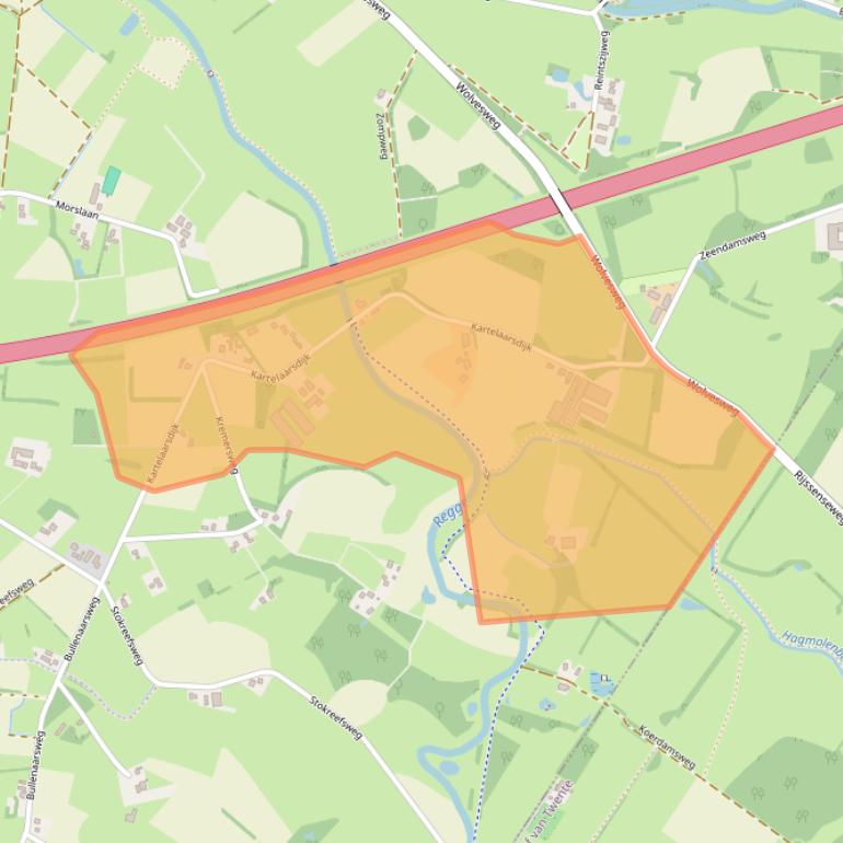 Kaart van postcodegebied 7468RZ.