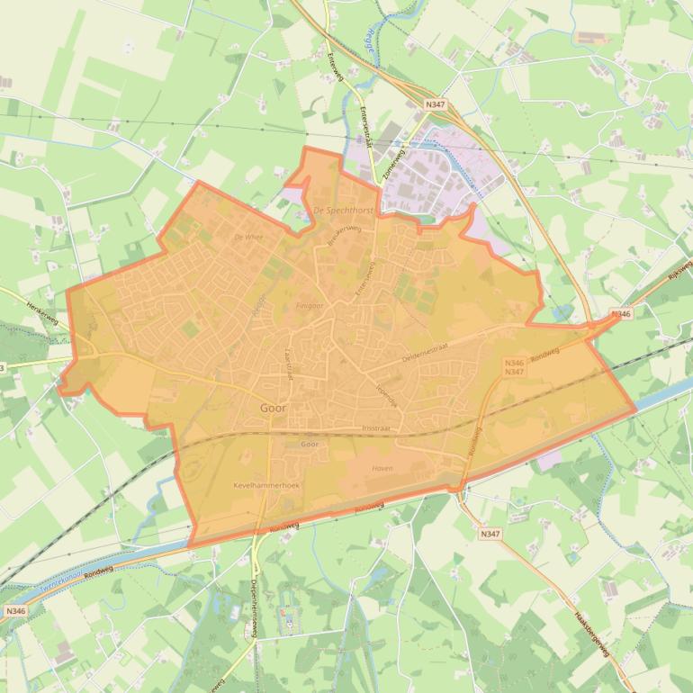 Kaartafbeelding, ingezoomd op postcodegebied 7471.