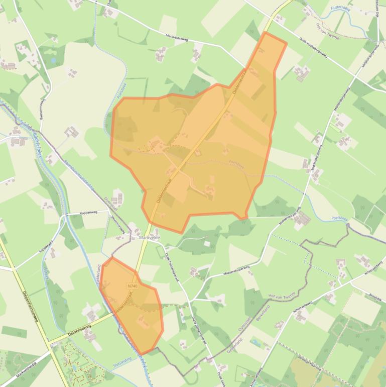 Kaart van postcodegebied 7478PG.