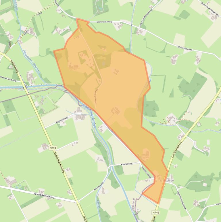 Kaart van postcodegebied 7478PM.