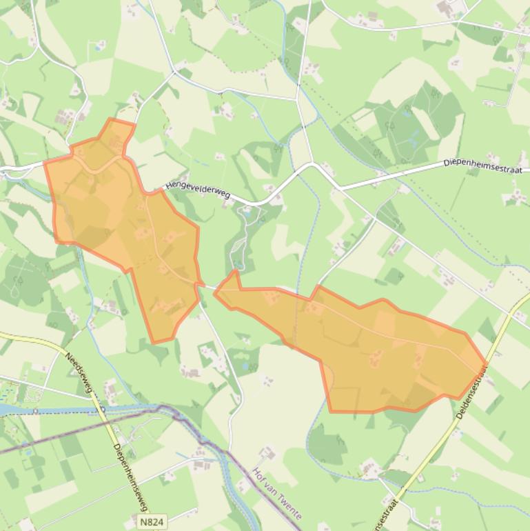 Kaart van postcodegebied 7478PN.