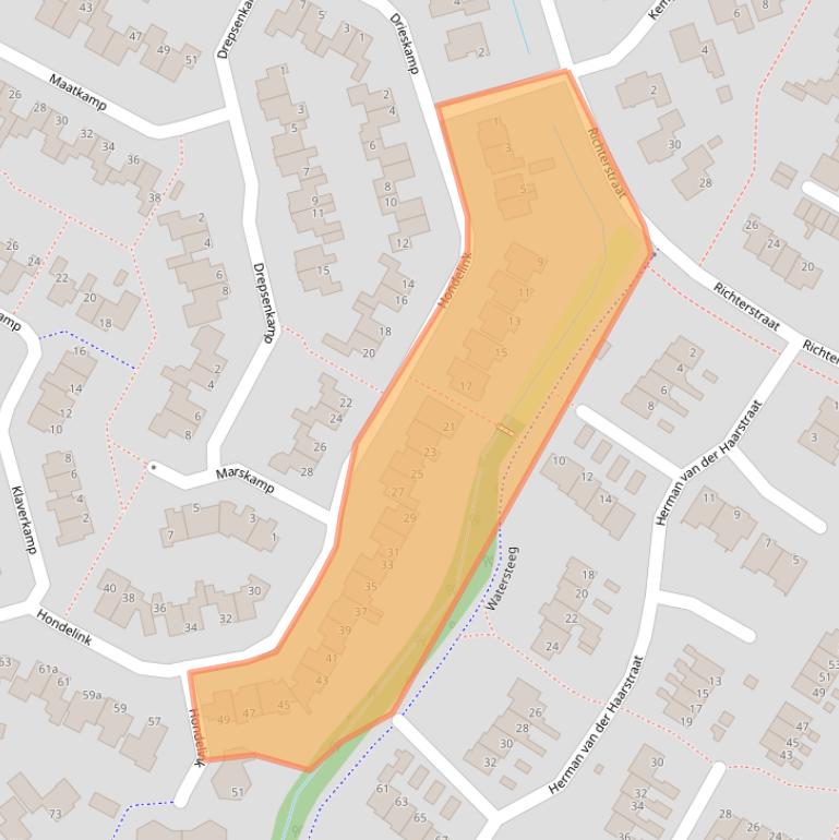 Kaart van postcodegebied 7482KJ.