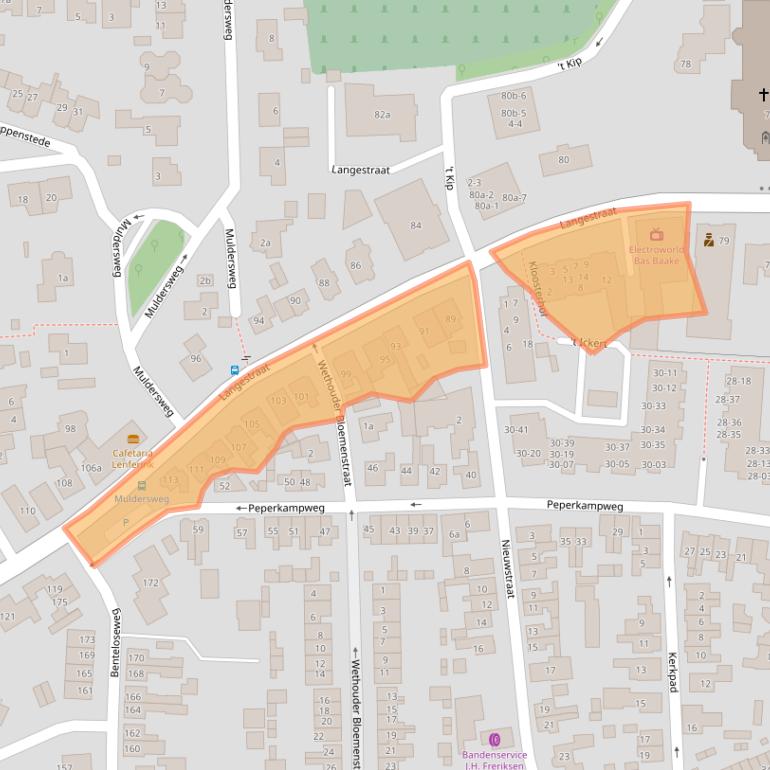 Kaart van postcodegebied 7491AC.