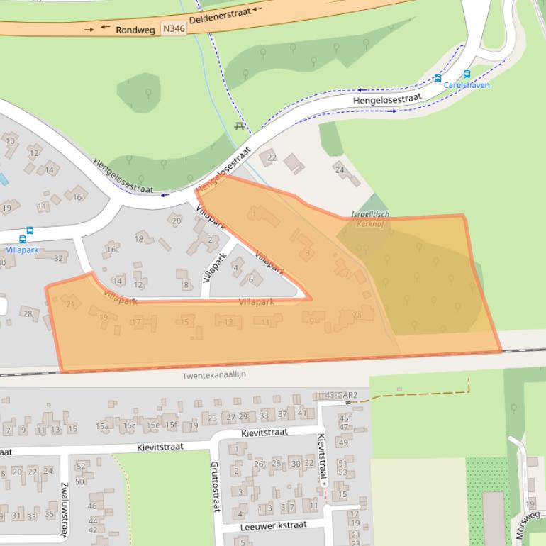 Kaart van postcodegebied 7491BT.