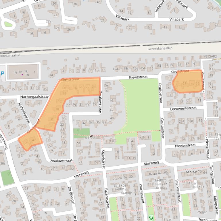 Kaart van postcodegebied 7491CN.