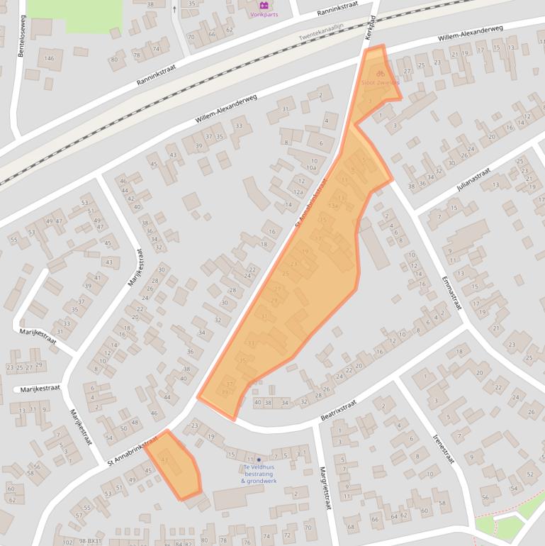 Kaart van postcodegebied 7491XD.