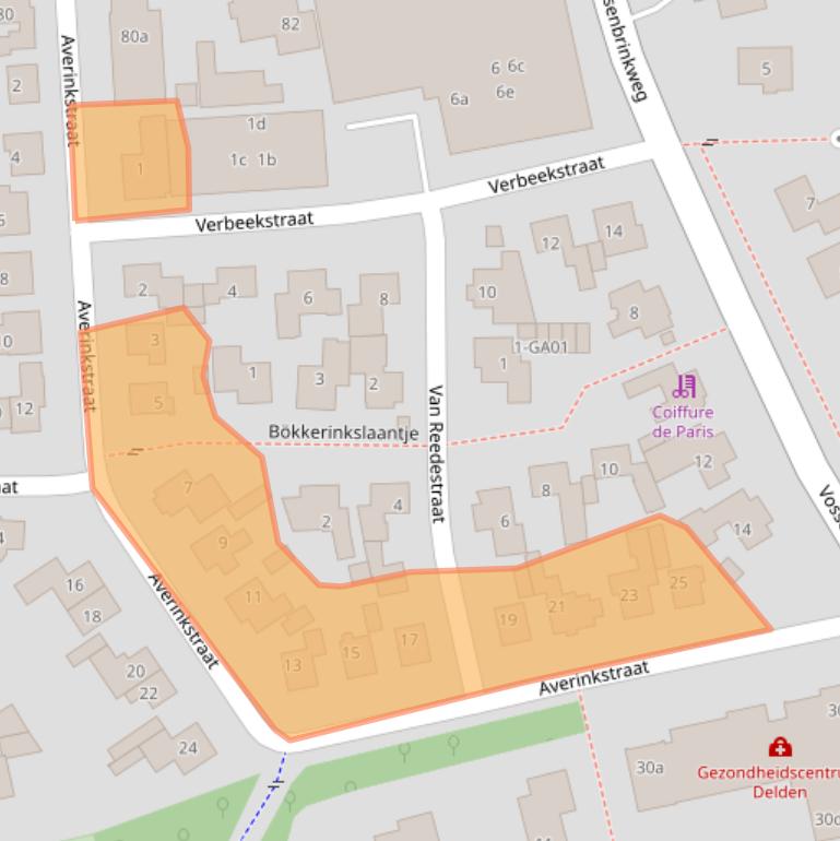 Kaart van postcodegebied 7491ZB.